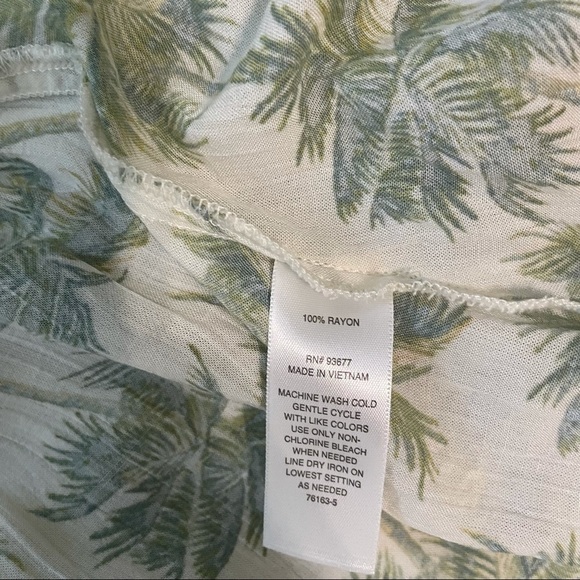 A.N.A. Bernie Palm Tree Print Cream Green Sleeveless Top Size S - Picture 6 of 6
